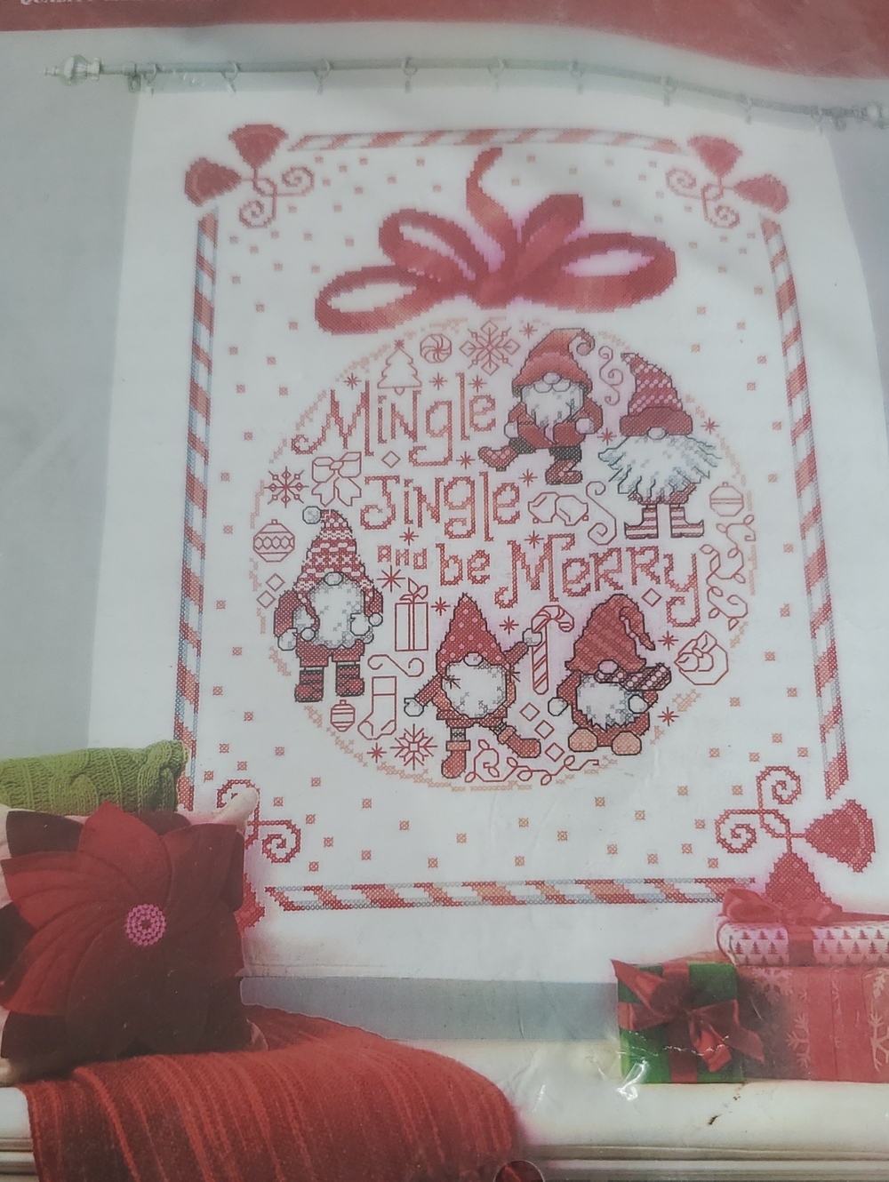 Carbon Red and White 'Mingle Jingle and Be Merry' Holiday Wall Hanging Stamped